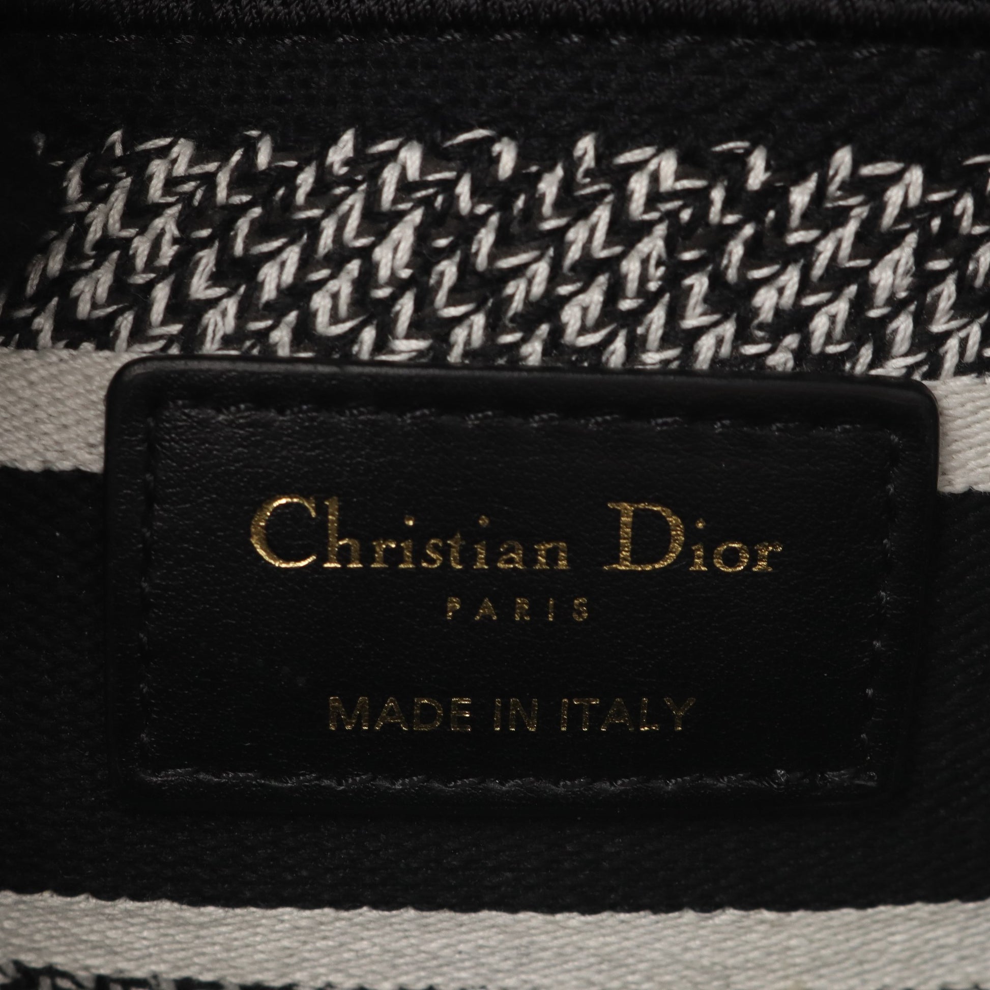 LADY D-LITE ミディアム Plan de Paris 2WAY ハンドバッグ キャンバス ブラック ホワイト クリスチャンディオール バッグ Christian Dior
