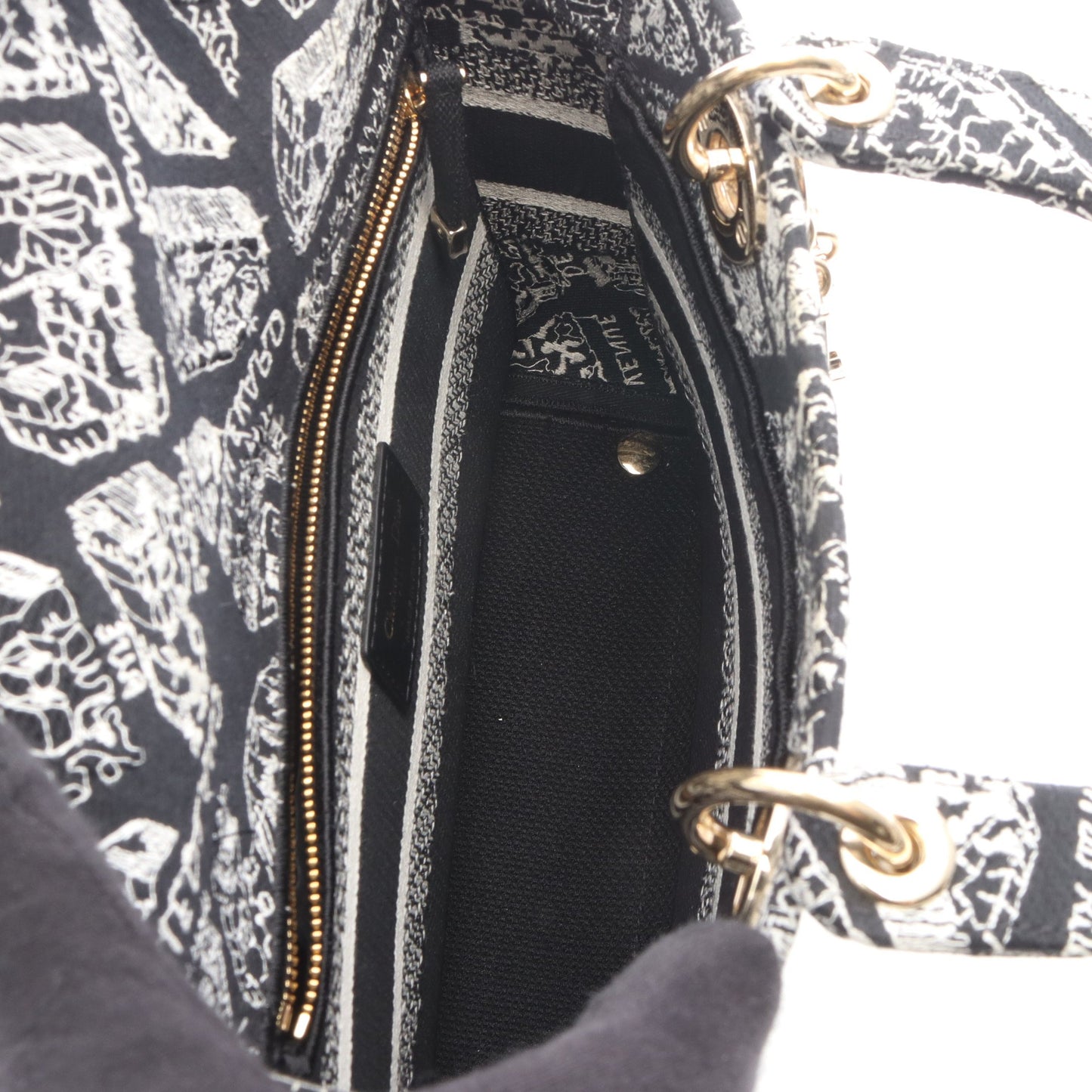 LADY D-LITE ミディアム Plan de Paris 2WAY ハンドバッグ キャンバス ブラック ホワイト クリスチャンディオール バッグ Christian Dior