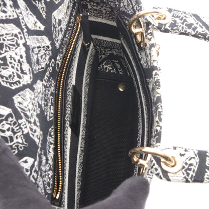 LADY D-LITE ミディアム Plan de Paris 2WAY ハンドバッグ キャンバス ブラック ホワイト クリスチャンディオール バッグ Christian Dior