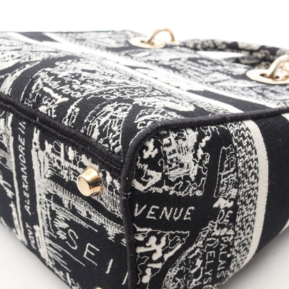LADY D-LITE ミディアム Plan de Paris 2WAY ハンドバッグ キャンバス ブラック ホワイト クリスチャンディオール バッグ Christian Dior