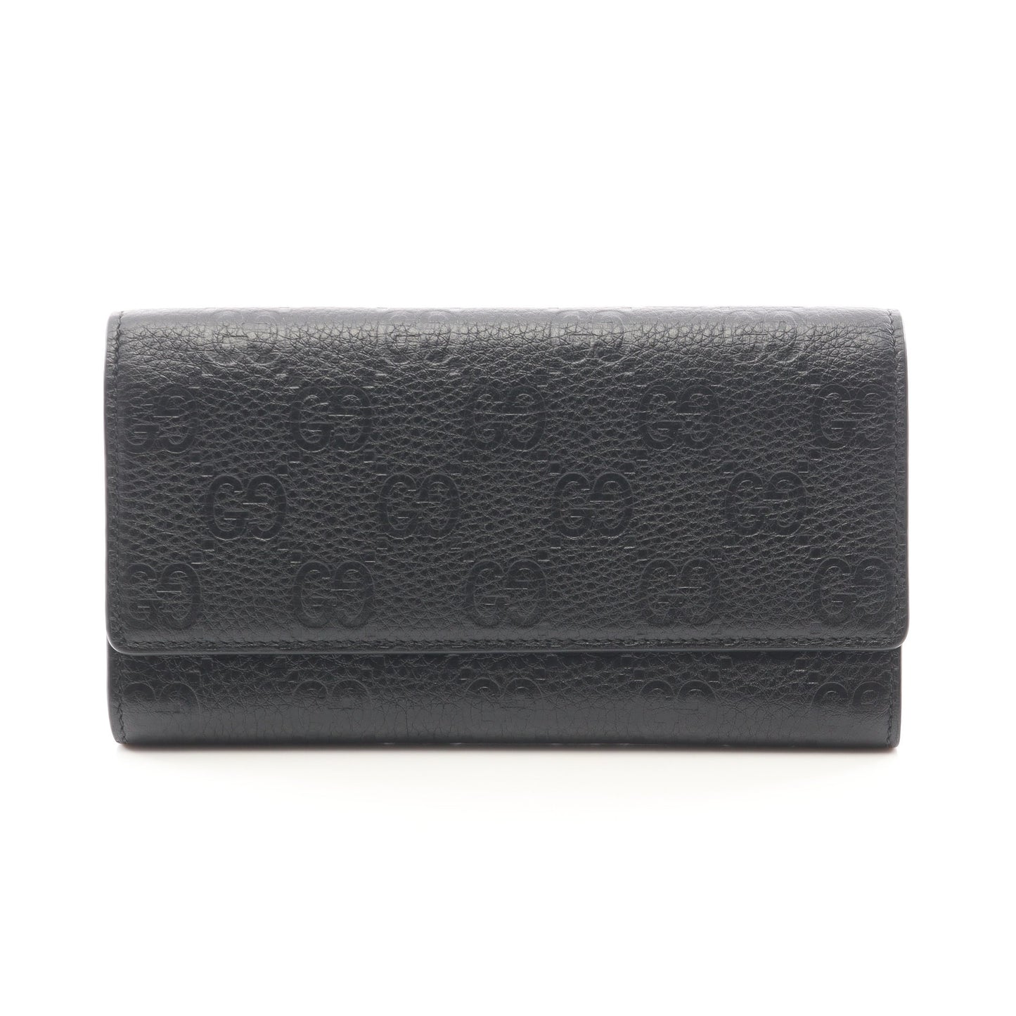 GGエンブレム コンチネンタル ロングウォレット 二つ折り長財布 レザー ブラック グッチ 財布・小物 GUCCI