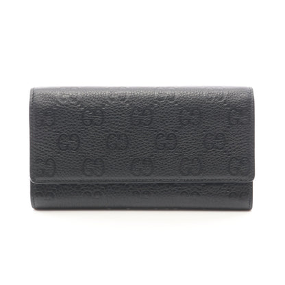 GGエンブレム コンチネンタル ロングウォレット 二つ折り長財布 レザー ブラック グッチ 財布・小物 GUCCI