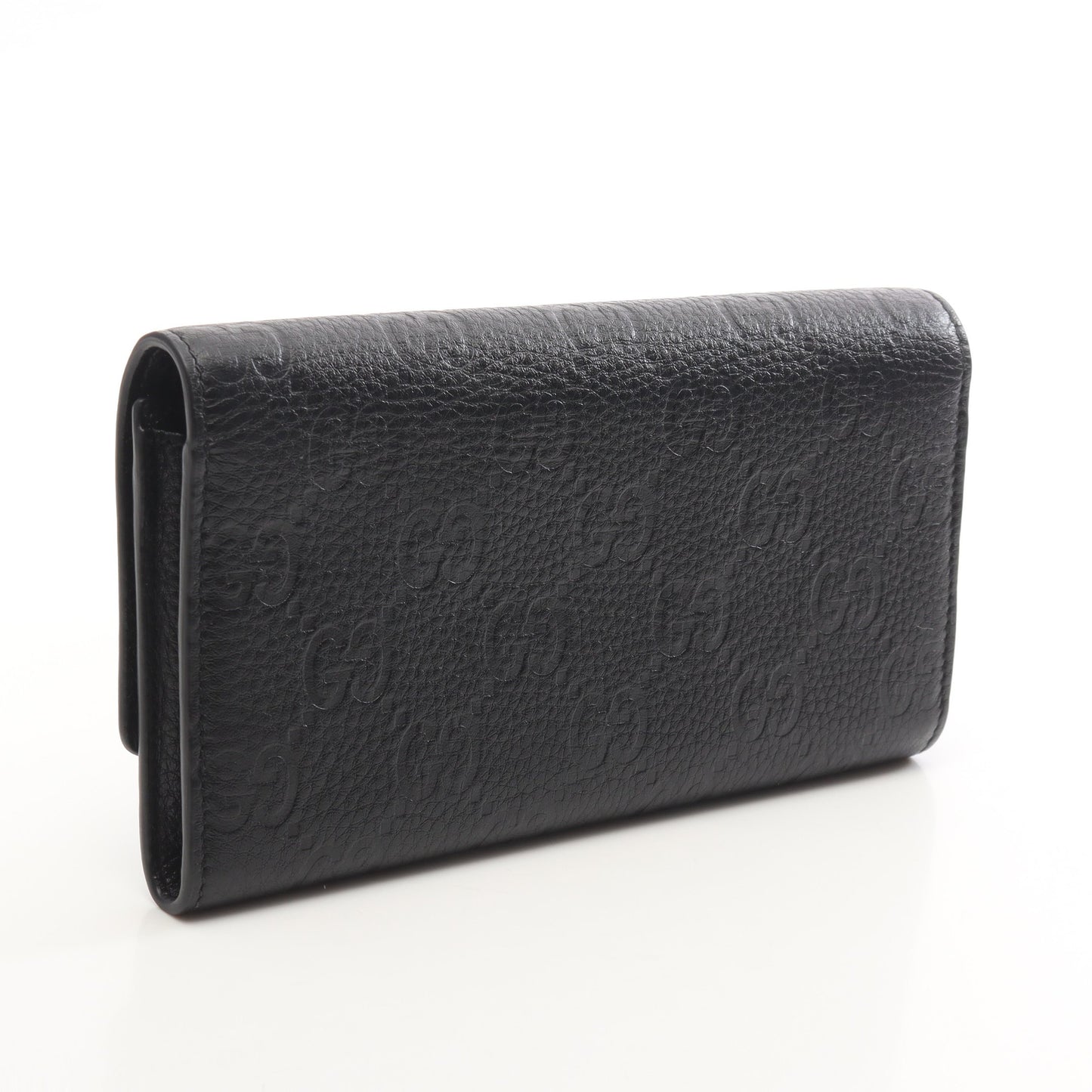 GGエンブレム コンチネンタル ロングウォレット 二つ折り長財布 レザー ブラック グッチ 財布・小物 GUCCI