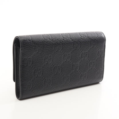 GGエンブレム コンチネンタル ロングウォレット 二つ折り長財布 レザー ブラック グッチ 財布・小物 GUCCI