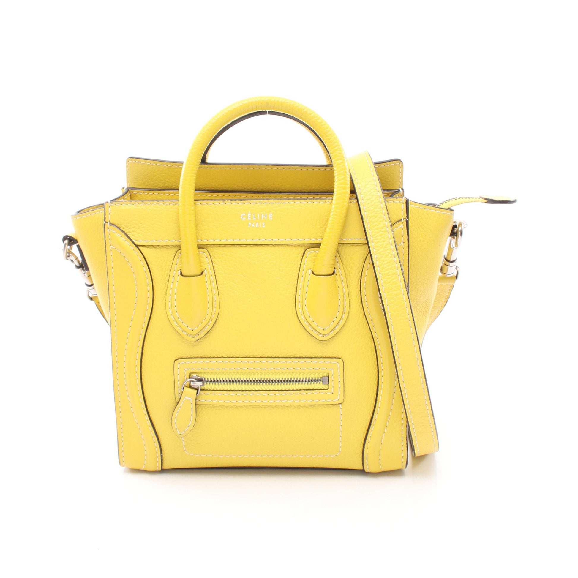 ラゲージ ナノショッパー 2WAY ハンドバッグ レザー イエロー セリーヌ バッグ CELINE