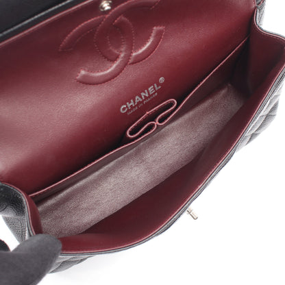マトラッセ Wフラップ Wチェーンショルダーバッグ キャビアスキン ブラック シルバー金具 シャネル バッグ CHANEL