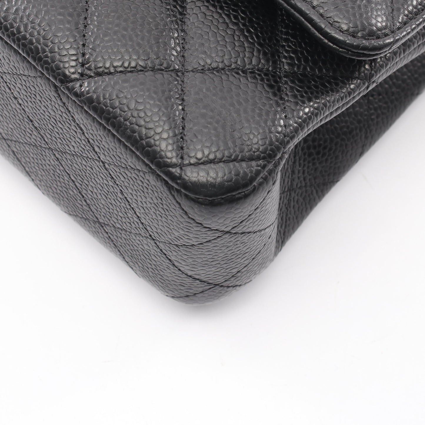 マトラッセ Wフラップ Wチェーンショルダーバッグ キャビアスキン ブラック シルバー金具 シャネル バッグ CHANEL