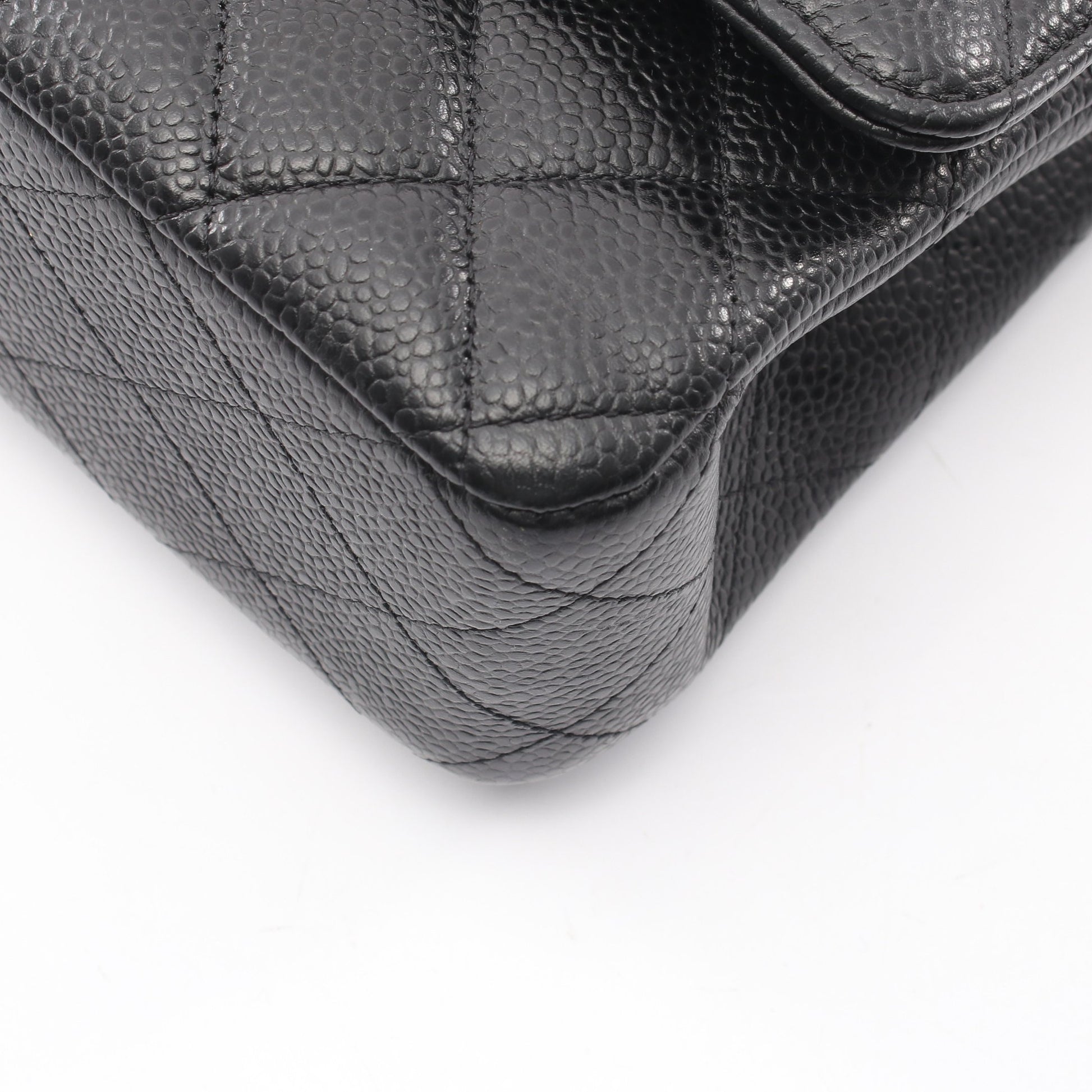 マトラッセ Wフラップ Wチェーンショルダーバッグ キャビアスキン ブラック シルバー金具 シャネル バッグ CHANEL