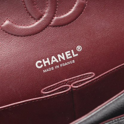 マトラッセ Wフラップ Wチェーンショルダーバッグ キャビアスキン ブラック シルバー金具 シャネル バッグ CHANEL