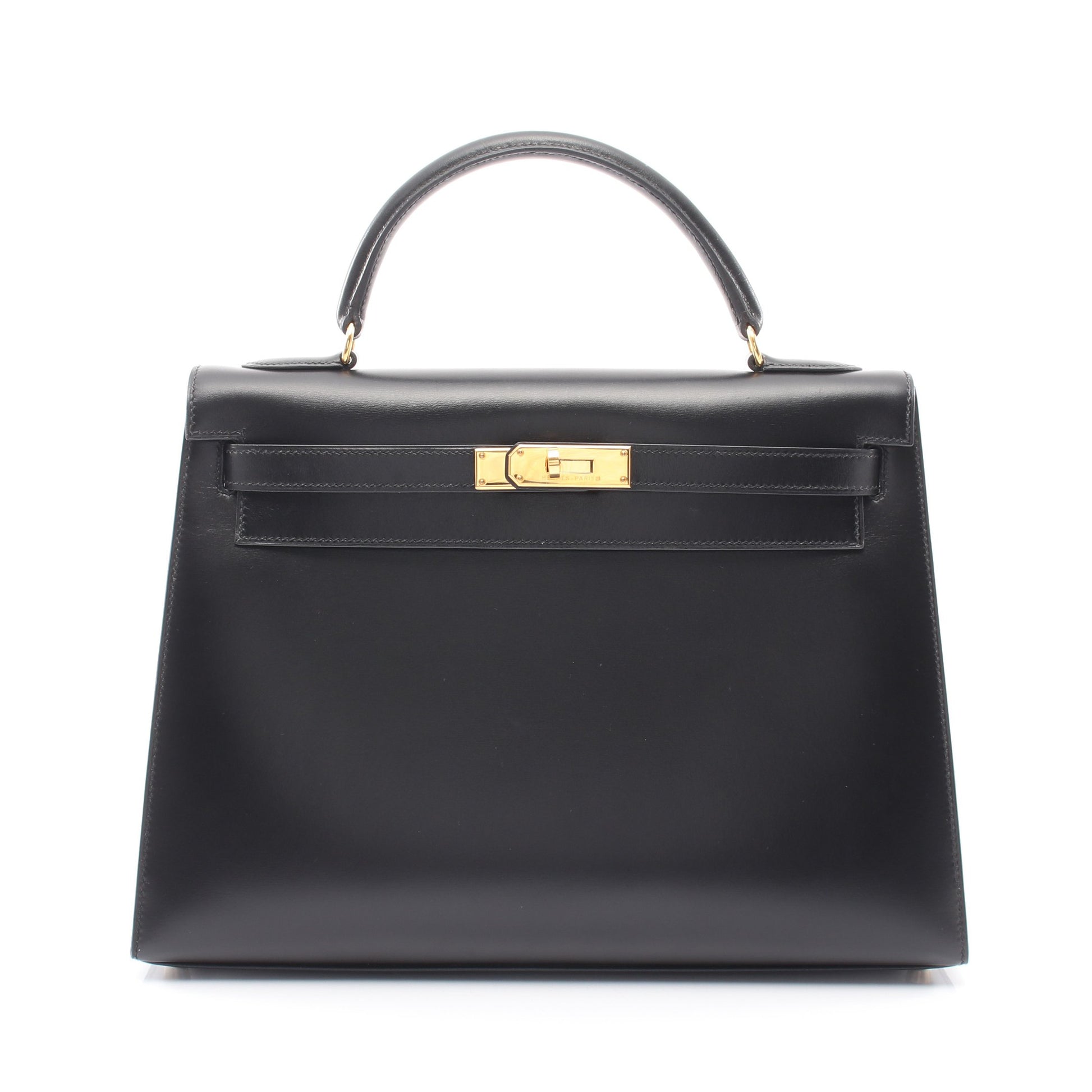 ケリー32 2WAY 外縫い ハンドバッグ ボックスカーフ ブラック ゴールド金具 ○A刻印 エルメス バッグ HERMES