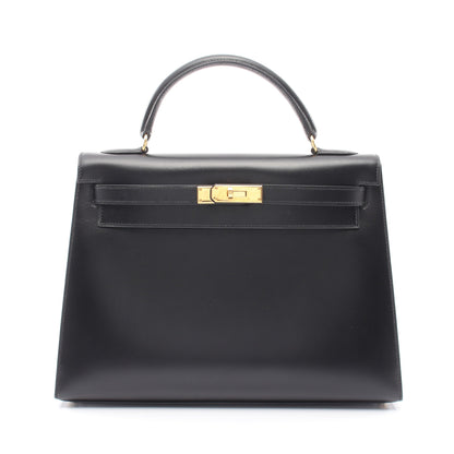 ケリー32 2WAY 外縫い ハンドバッグ ボックスカーフ ブラック ゴールド金具 ○A刻印 エルメス バッグ HERMES