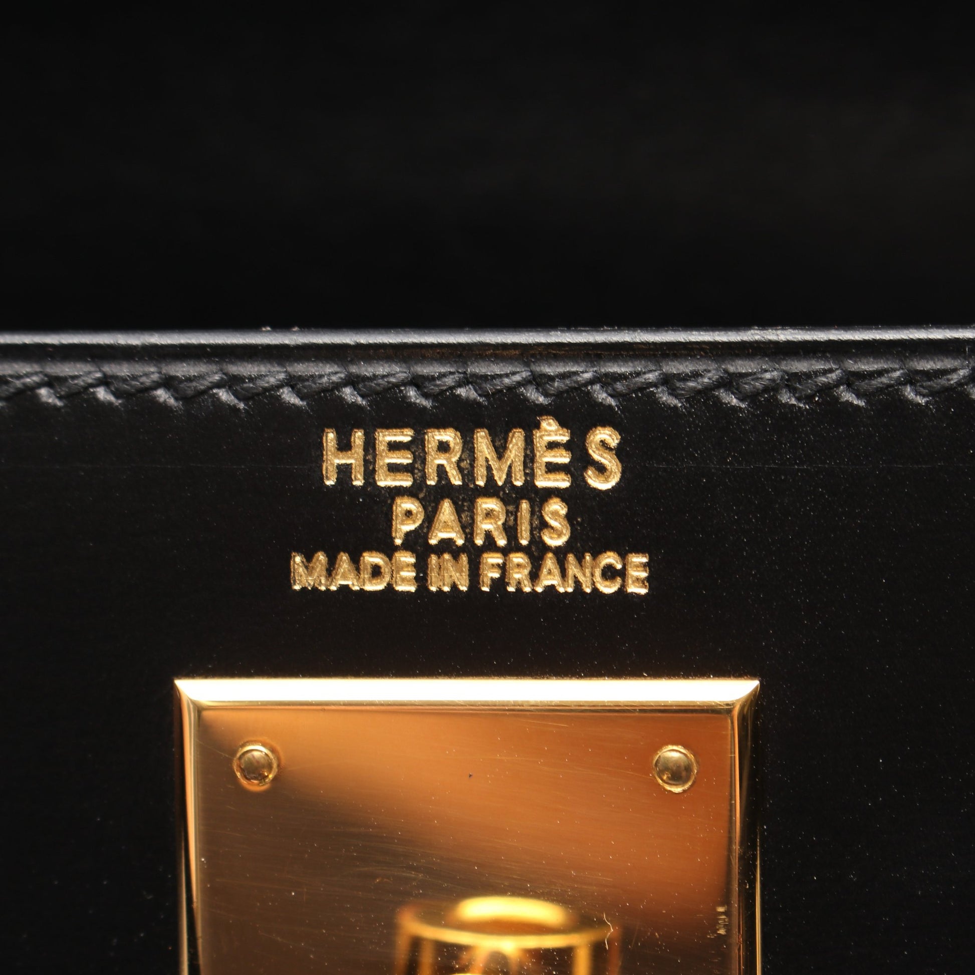 ケリー32 2WAY 外縫い ハンドバッグ ボックスカーフ ブラック ゴールド金具 ○A刻印 エルメス バッグ HERMES