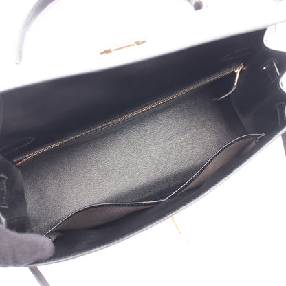 ケリー32 2WAY 外縫い ハンドバッグ ボックスカーフ ブラック ゴールド金具 ○A刻印 エルメス バッグ HERMES