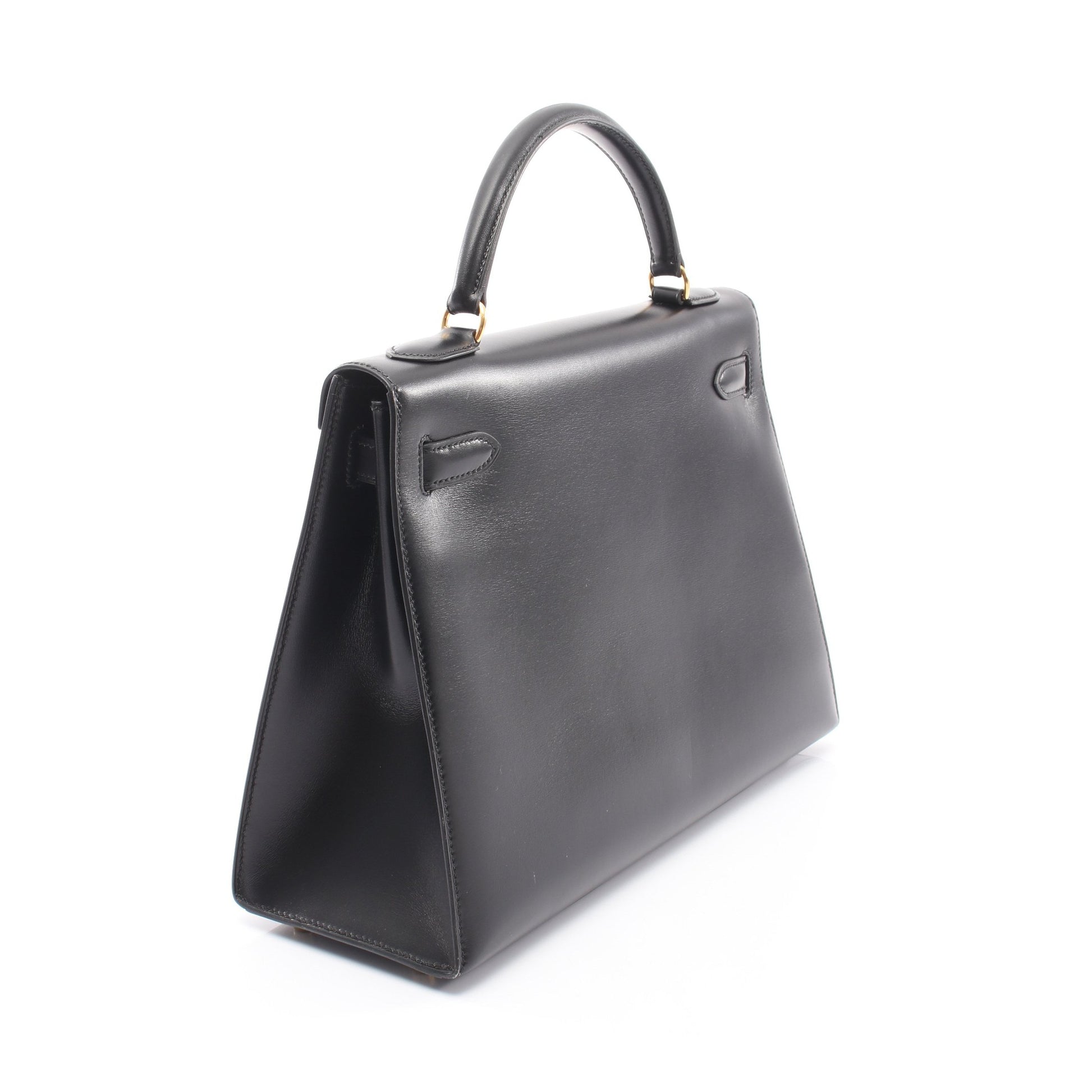 ケリー32 2WAY 外縫い ハンドバッグ ボックスカーフ ブラック ゴールド金具 ○A刻印 エルメス バッグ HERMES