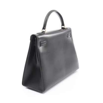 ケリー32 2WAY 外縫い ハンドバッグ ボックスカーフ ブラック ゴールド金具 ○A刻印 エルメス バッグ HERMES