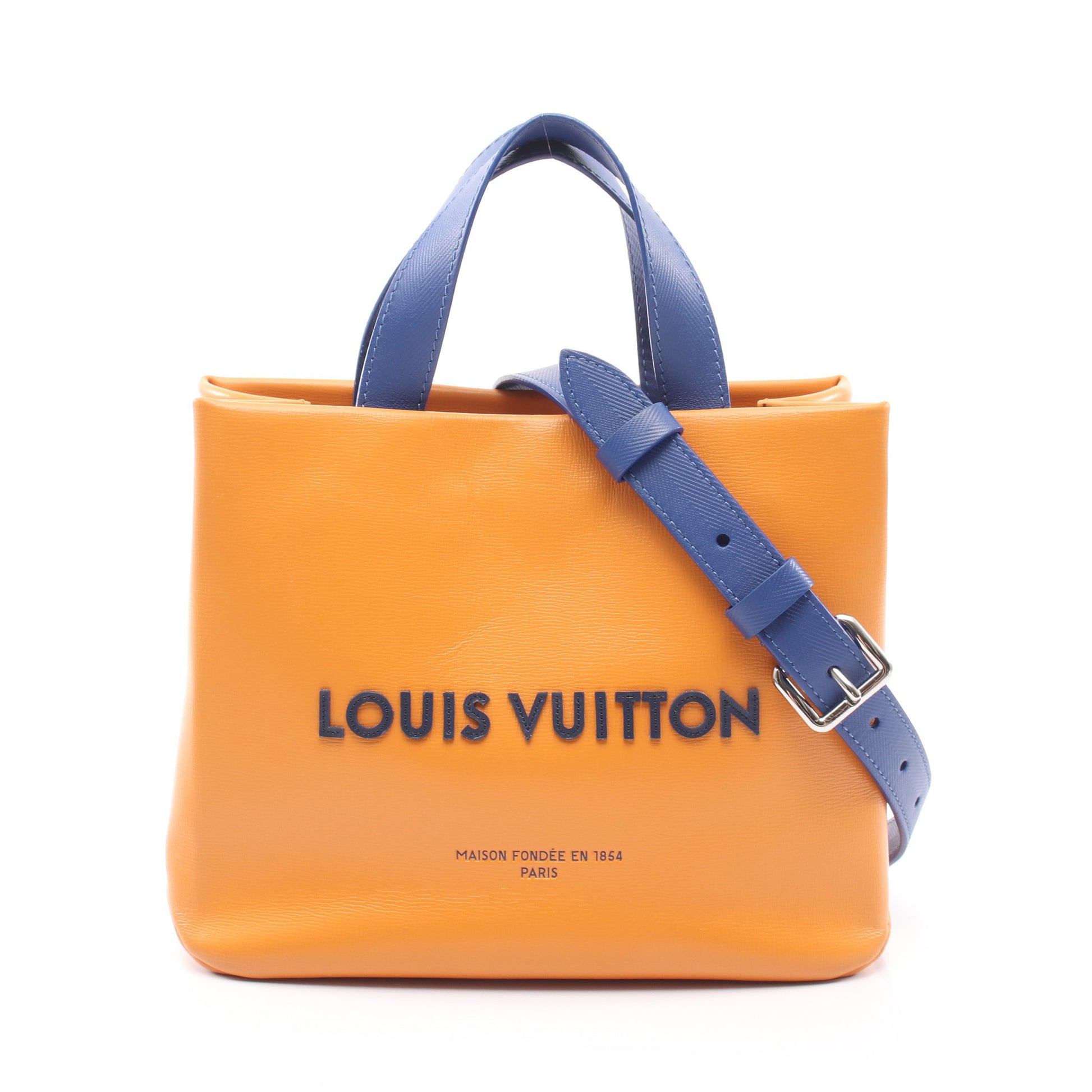 ショッパートート MINI 2WAY ハンドバッグ レザー オレンジ ブルー ルイヴィトン バッグ LOUIS VUITTON