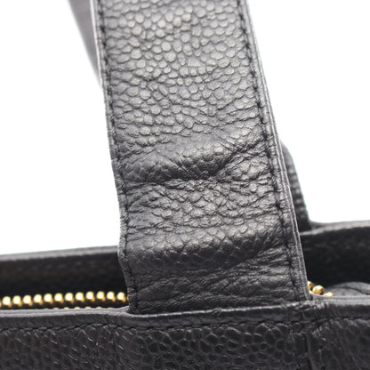 ロゴ刺繍 ショルダーバッグ トートバッグ キャビアスキン ブラック ゴールド金具 シャネル バッグ CHANEL