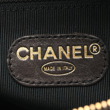 ロゴ刺繍 ショルダーバッグ トートバッグ キャビアスキン ブラック ゴールド金具 シャネル バッグ CHANEL