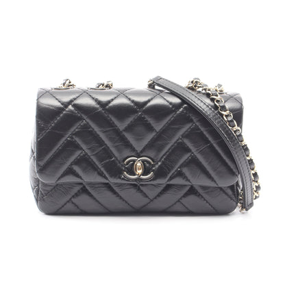 マトラッセ Wチェーンショルダーバッグ ラムスキン ブラック ゴールド金具 シャネル バッグ CHANEL