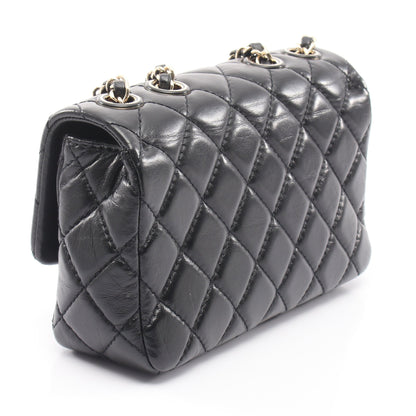 マトラッセ Wチェーンショルダーバッグ ラムスキン ブラック ゴールド金具 シャネル バッグ CHANEL