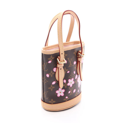 LV × TM ナノ バケット モノグラムチェリーブロッサム ハンドバッグ PVC レザー ブラウン マルチカラー ルイヴィトン バッグ LOUIS VUITTON