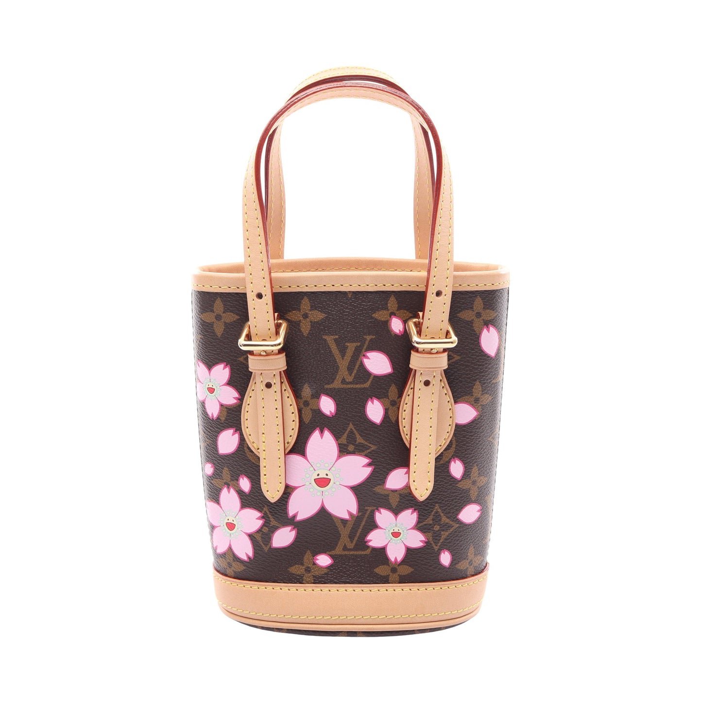 LV × TM ナノ バケット モノグラムチェリーブロッサム ハンドバッグ PVC レザー ブラウン マルチカラー ルイヴィトン バッグ LOUIS VUITTON