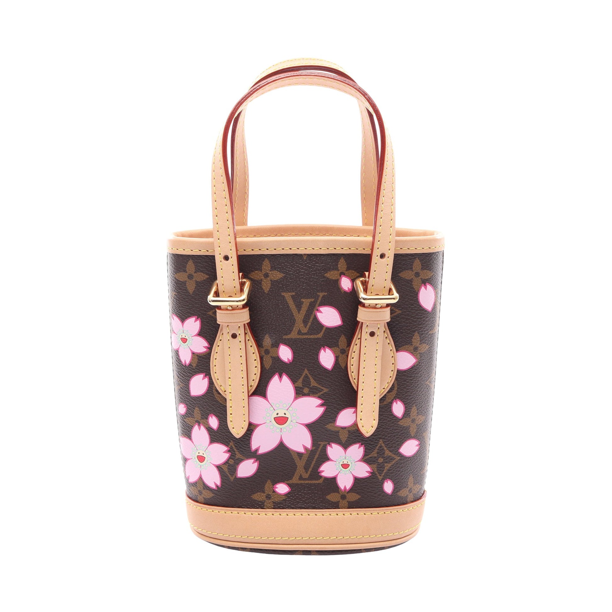 LV × TM ナノ バケット モノグラムチェリーブロッサム ハンドバッグ PVC レザー ブラウン マルチカラー ルイヴィトン バッグ LOUIS VUITTON