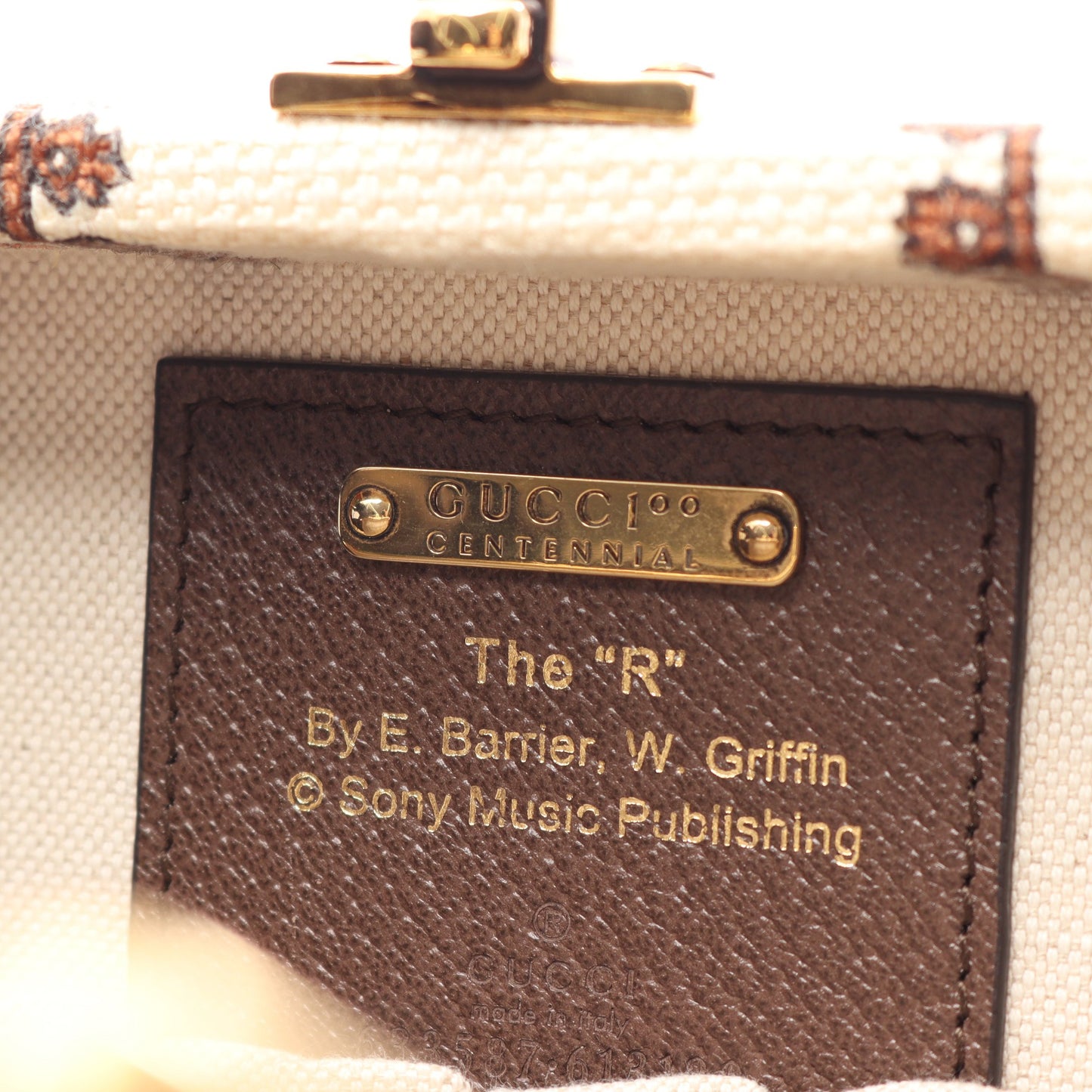 MUSIC IS MINE ビューティーケース 100周年記念 2WAY ハンドバッグ キャンバス レザー ベージュ ブラウン マルチカラー グッチ バッグ GUCCI