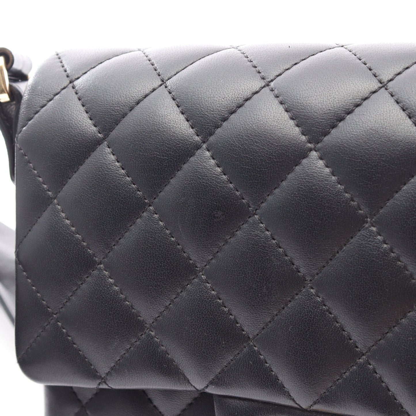 マトラッセ フリル ショルダーバッグ ラムスキン ブラック ゴールド金具 シャネル バッグ CHANEL