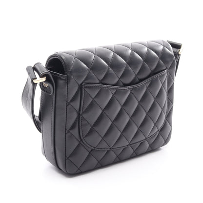 マトラッセ フリル ショルダーバッグ ラムスキン ブラック ゴールド金具 シャネル バッグ CHANEL