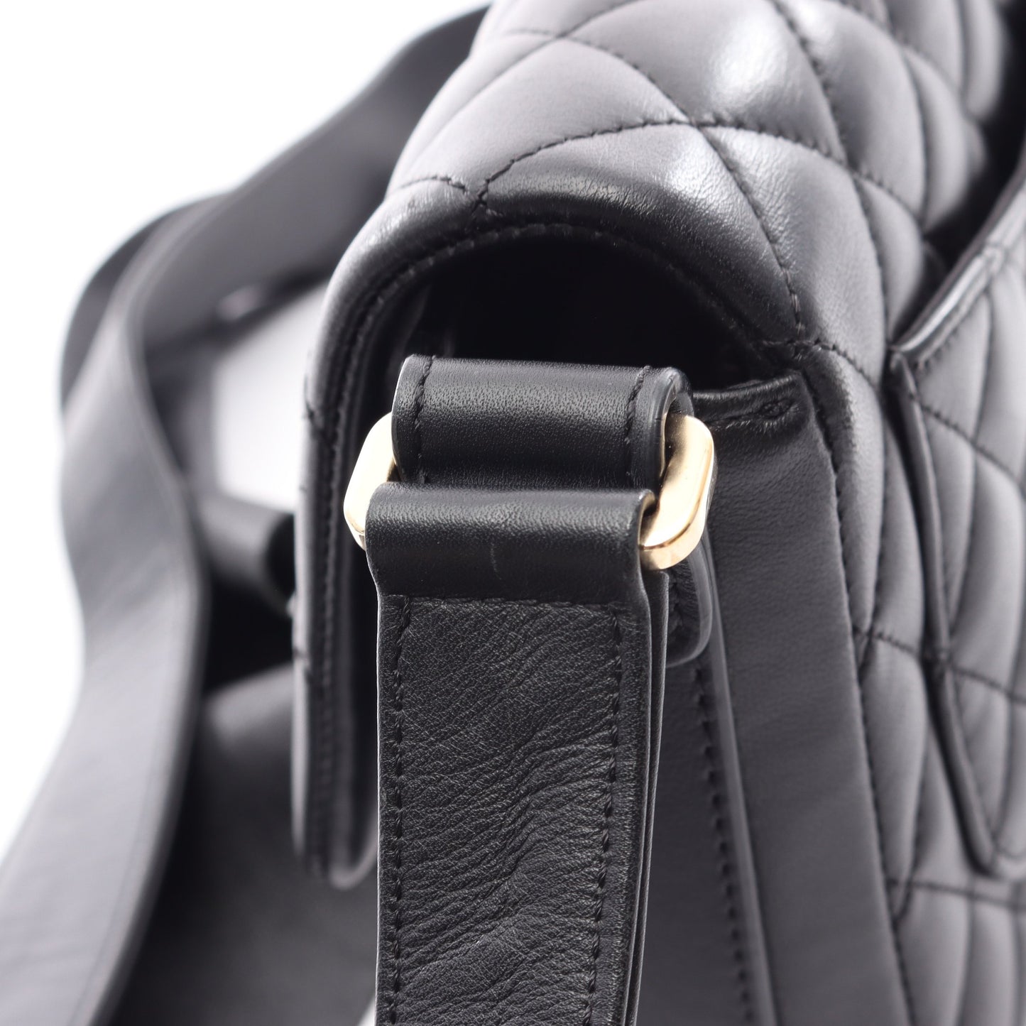 マトラッセ フリル ショルダーバッグ ラムスキン ブラック ゴールド金具 シャネル バッグ CHANEL