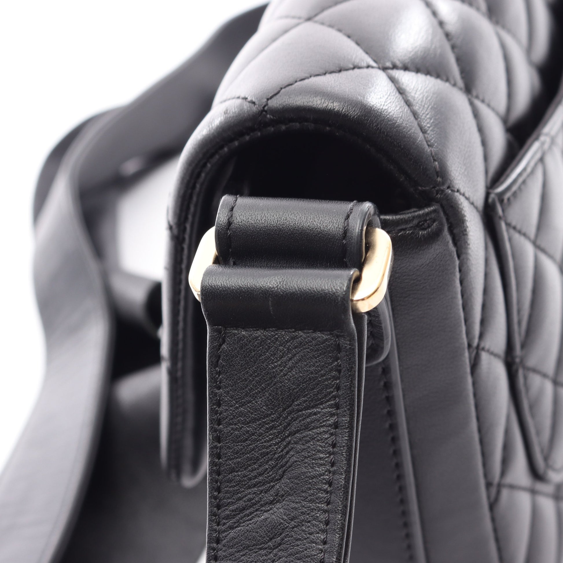 マトラッセ フリル ショルダーバッグ ラムスキン ブラック ゴールド金具 シャネル バッグ CHANEL
