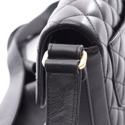 マトラッセ フリル ショルダーバッグ ラムスキン ブラック ゴールド金具 シャネル バッグ CHANEL