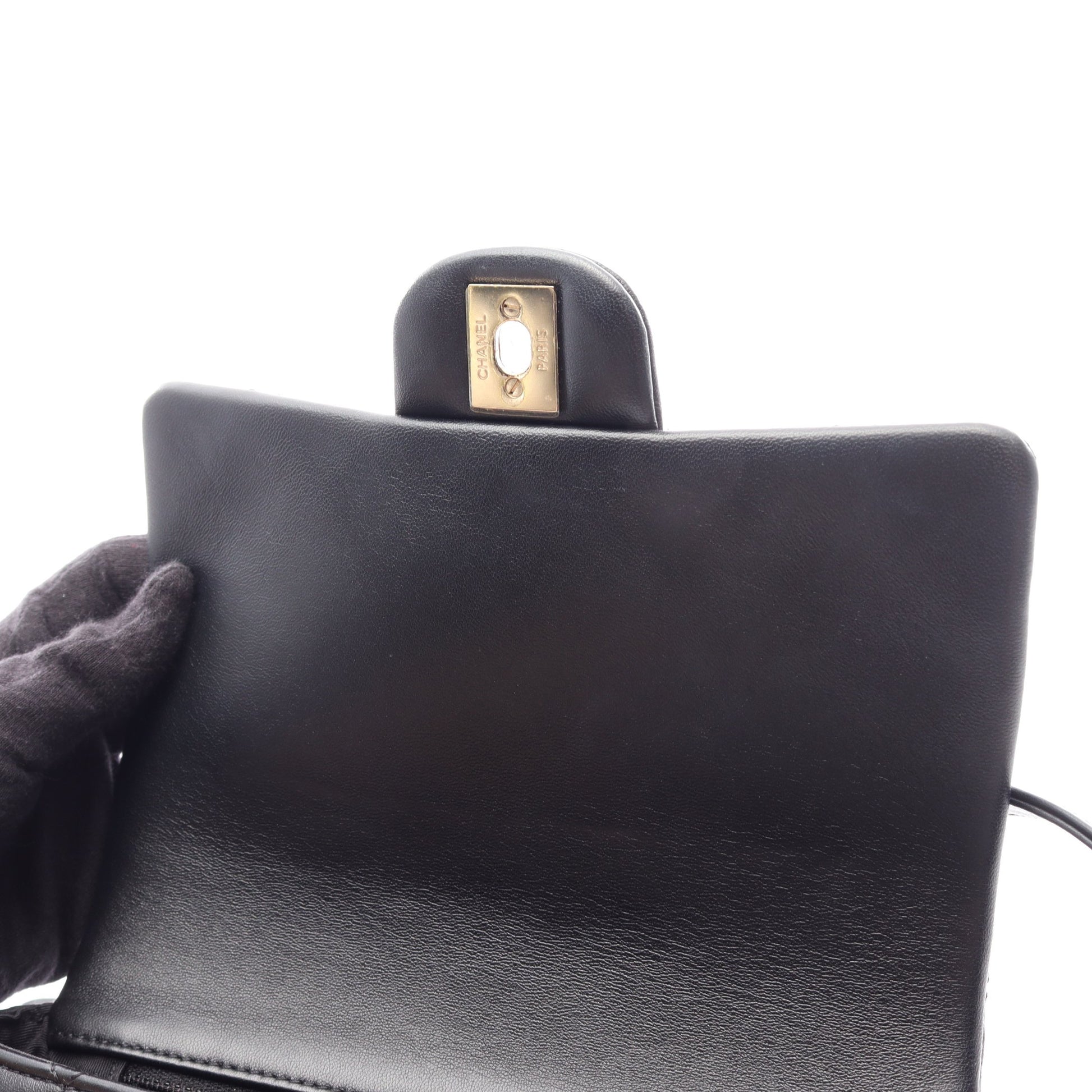 マトラッセ フリル ショルダーバッグ ラムスキン ブラック ゴールド金具 シャネル バッグ CHANEL