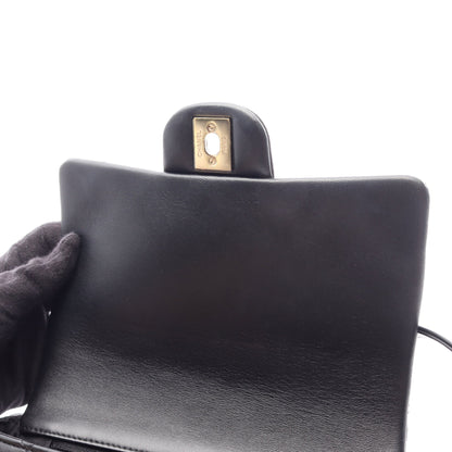 マトラッセ フリル ショルダーバッグ ラムスキン ブラック ゴールド金具 シャネル バッグ CHANEL