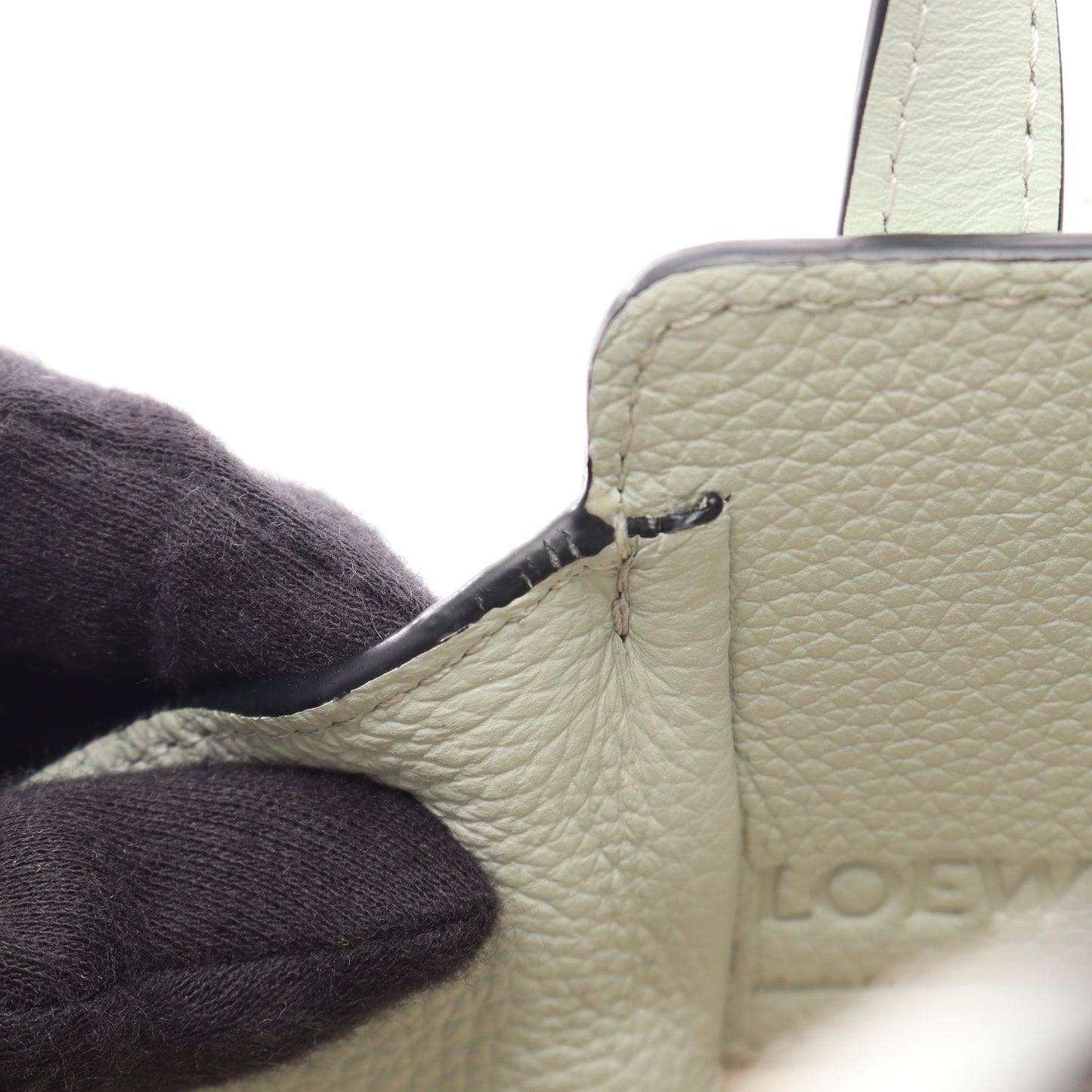 ハンモック ドローストリングバッグ ミニ 2WAY ハンドバッグ レザー ライトグリーン ロエベ バッグ LOEWE