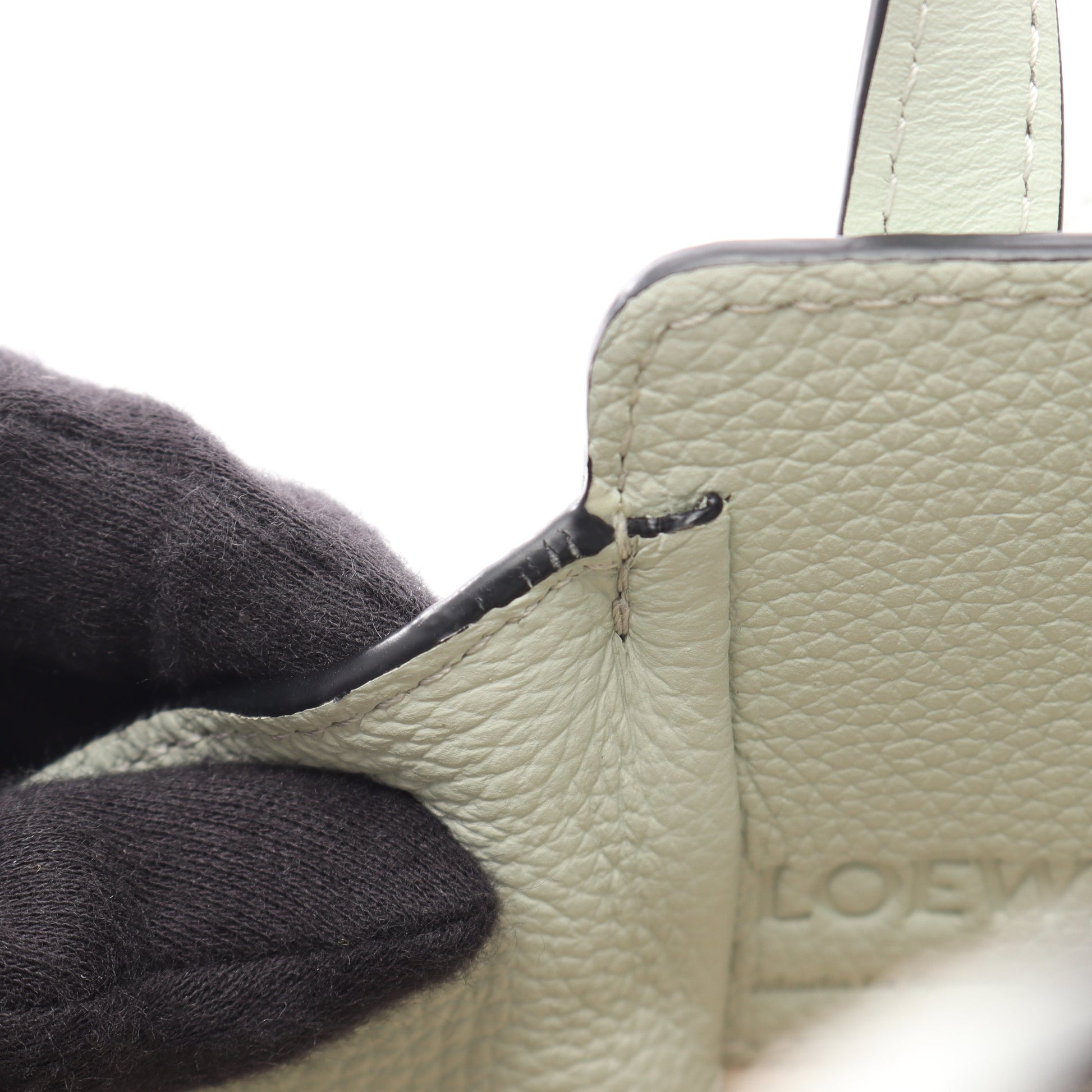 ハンモック ドローストリングバッグ ミニ 2WAY ハンドバッグ レザー ライトグリーン ロエベ バッグ LOEWE