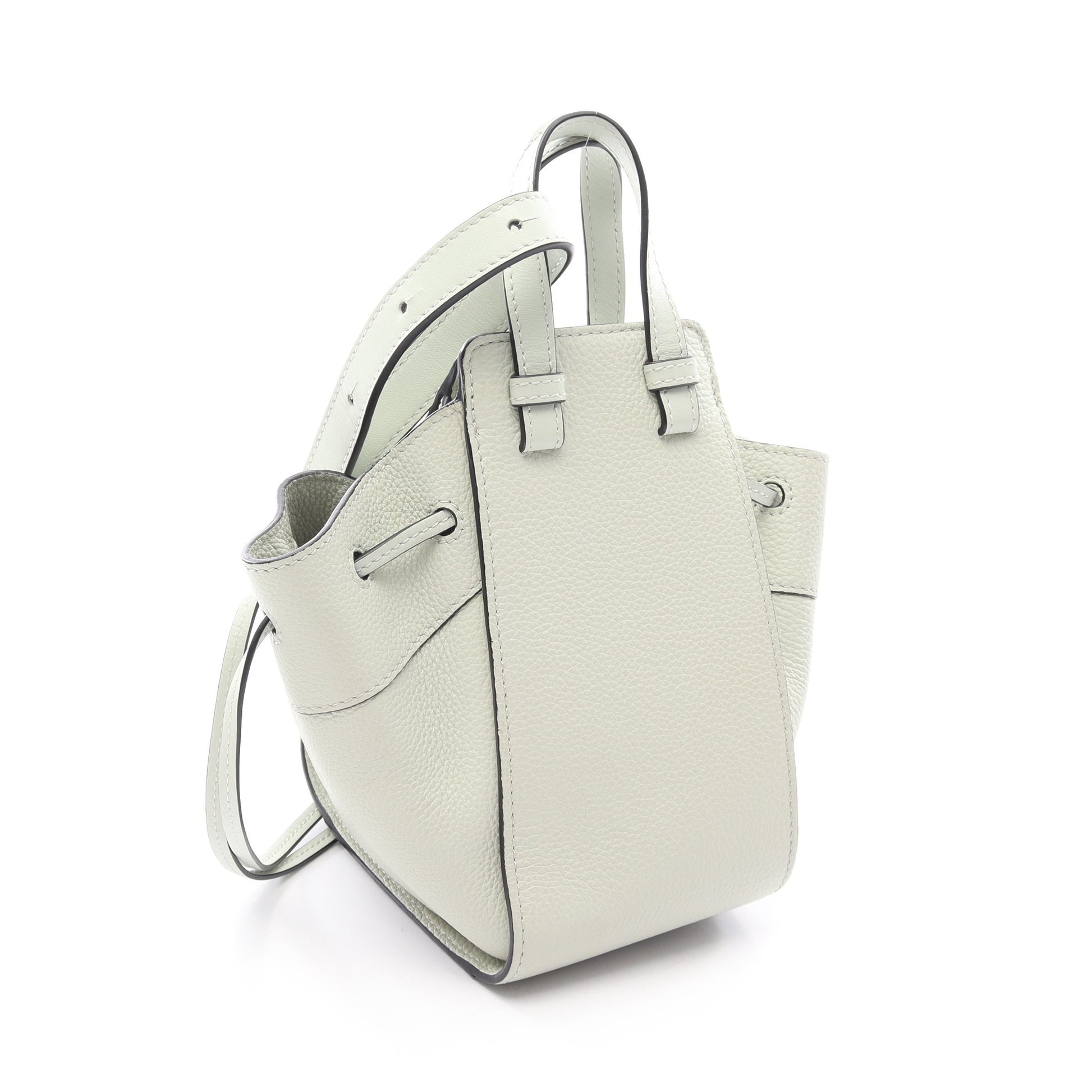 ハンモック ドローストリングバッグ ミニ 2WAY ハンドバッグ レザー ライトグリーン ロエベ バッグ LOEWE