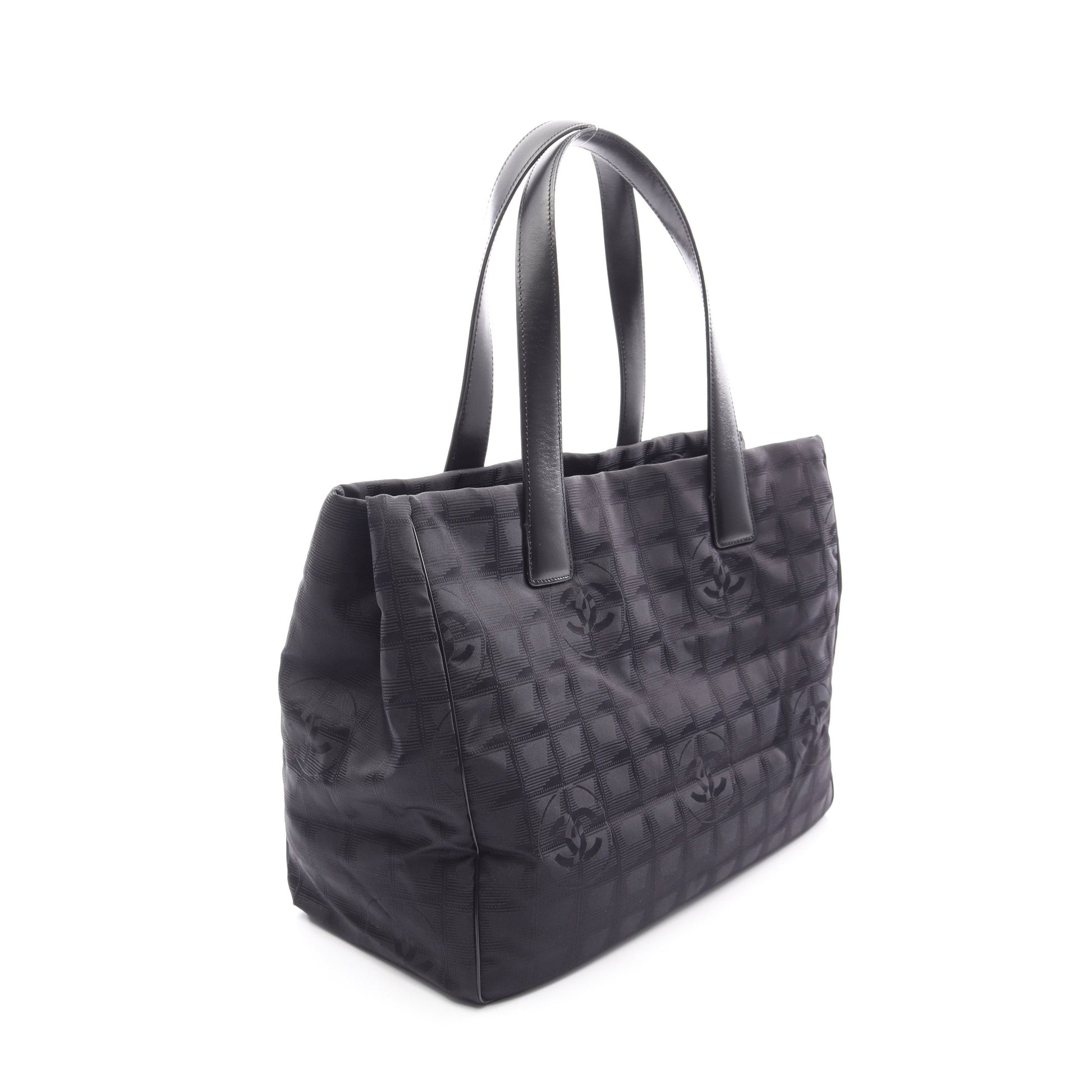 ニュートラベルラインMM ハンドバッグ トートバッグ ナイロンキャンバス レザー ブラック ゴールド金具 シャネル バッグ CHANEL