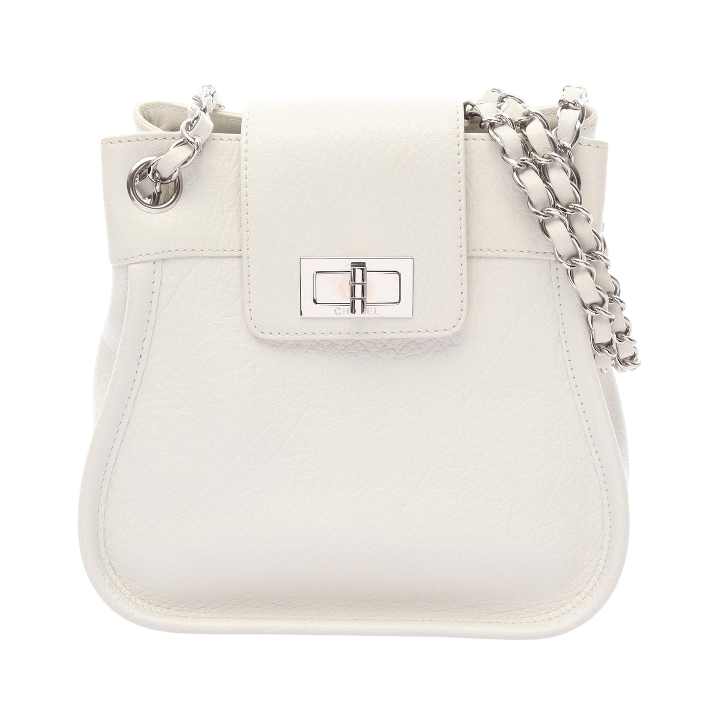 2.55 チェーンショルダーバッグ レザー ホワイト シルバー金具 シャネル バッグ CHANEL