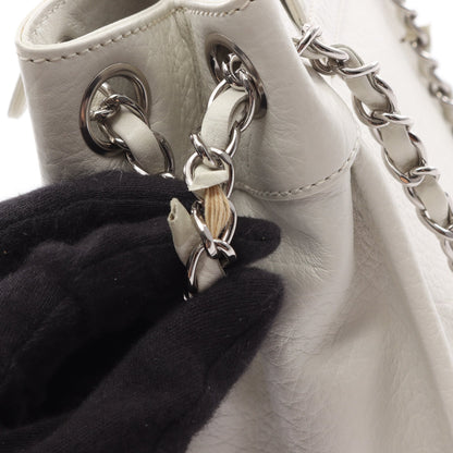 2.55 チェーンショルダーバッグ レザー ホワイト シルバー金具 シャネル バッグ CHANEL