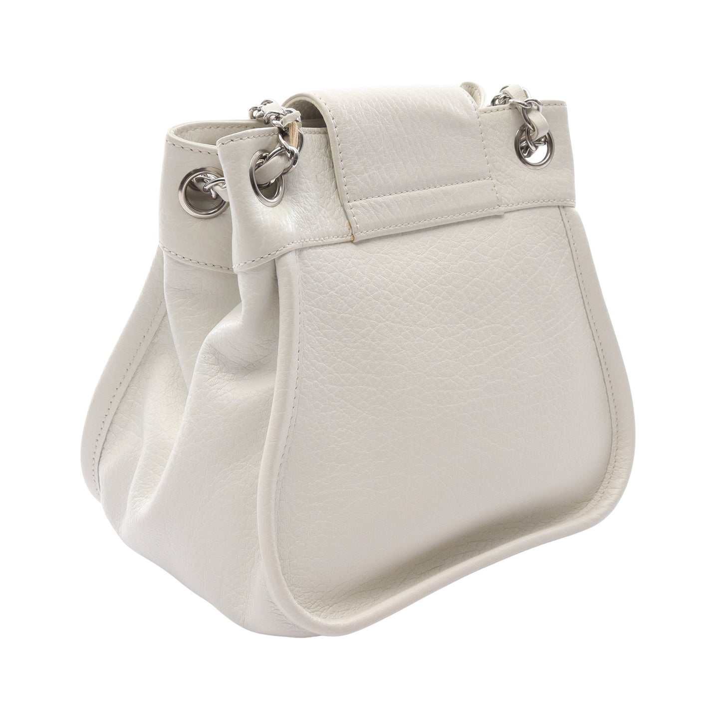 2.55 チェーンショルダーバッグ レザー ホワイト シルバー金具 シャネル バッグ CHANEL