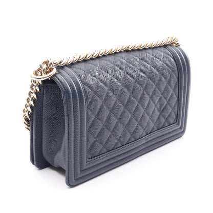 ボーイシャネル チェーンショルダーバッグ キャビアスキン ネイビー ゴールド金具 シャネル バッグ CHANEL