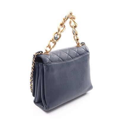ミニマトラッセ 2WAY チェーンショルダーバッグ レザー ネイビー ゴールド金具 シャネル バッグ CHANEL