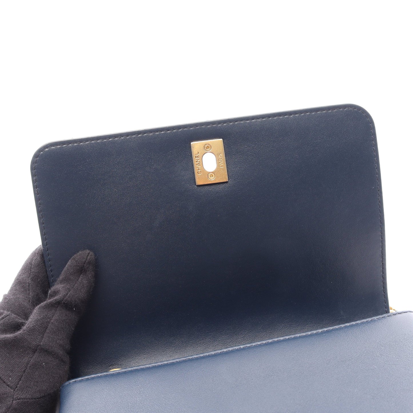 ミニマトラッセ 2WAY チェーンショルダーバッグ レザー ネイビー ゴールド金具 シャネル バッグ CHANEL