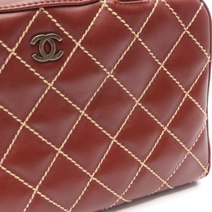 ワイルドステッチ ハンドバッグ レザー ブラウン ゴールド金具 シャネル バッグ CHANEL