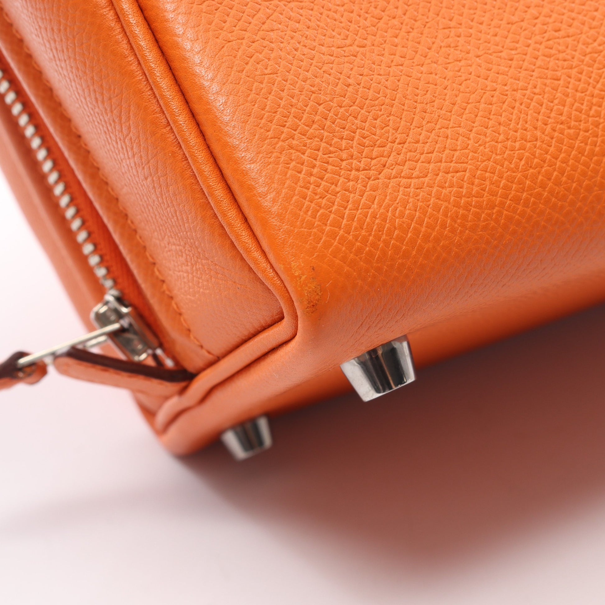 サックアンヴィ26 オレンジ ハンドバッグ ヴォーエプソン オレンジ シルバー金具 □K刻印 エルメス バッグ HERMES