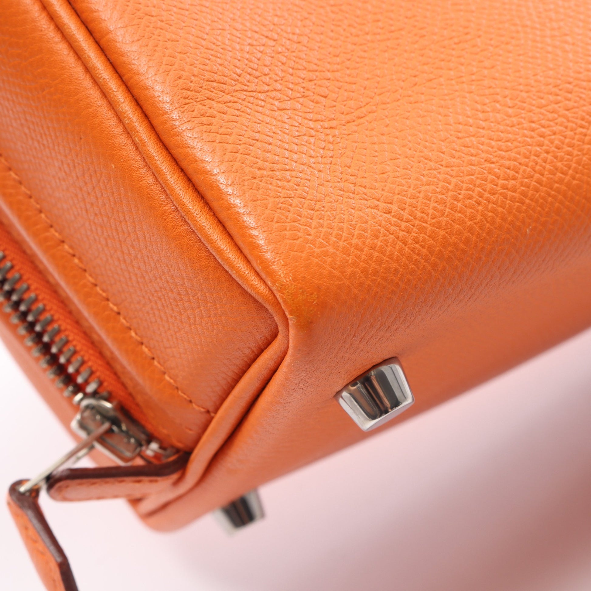 サックアンヴィ26 オレンジ ハンドバッグ ヴォーエプソン オレンジ シルバー金具 □K刻印 エルメス バッグ HERMES