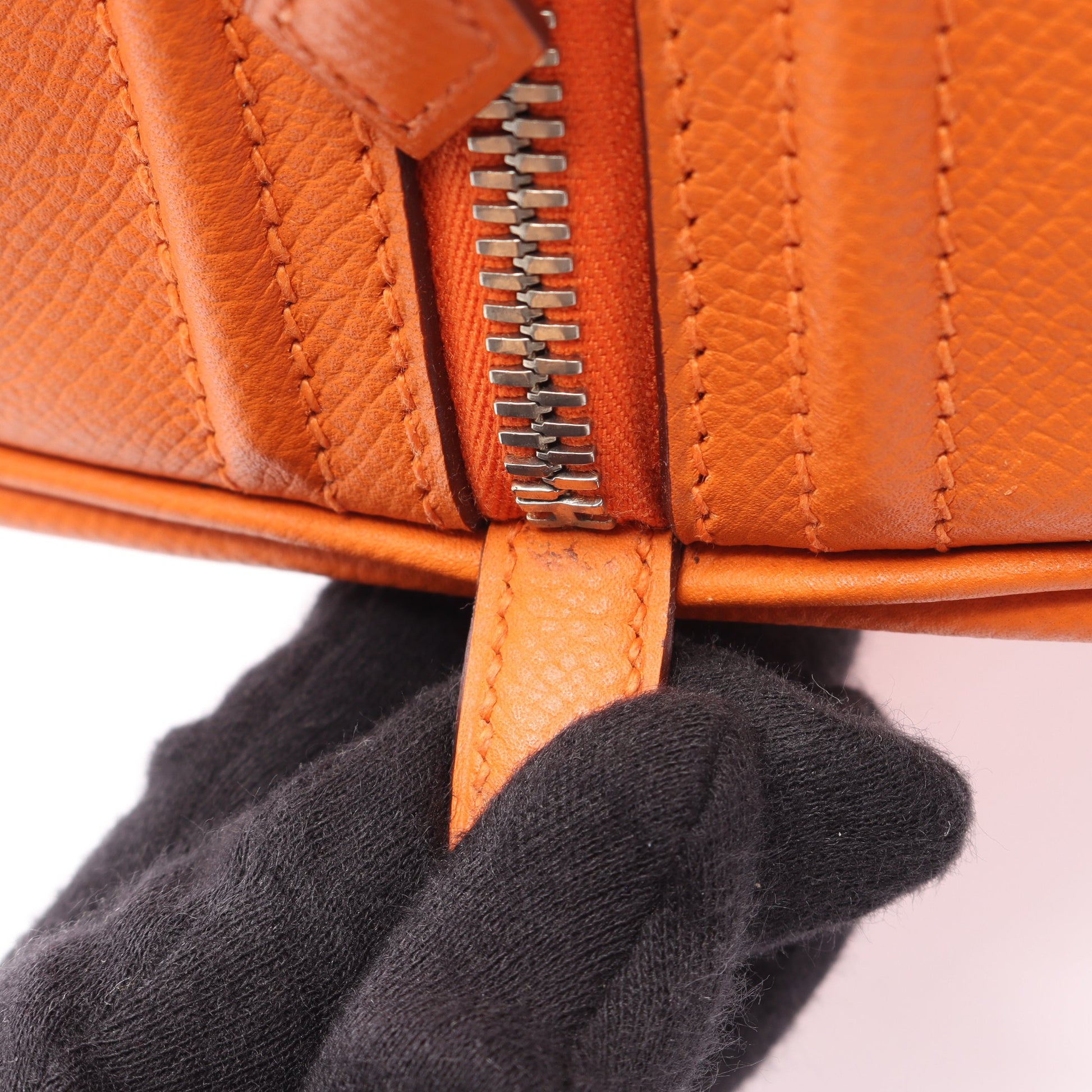 サックアンヴィ26 オレンジ ハンドバッグ ヴォーエプソン オレンジ シルバー金具 □K刻印 エルメス バッグ HERMES