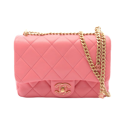 マトラッセ チェーンショルダーバッグ ラムスキン ピンク ゴールド金具 シャネル バッグ CHANEL